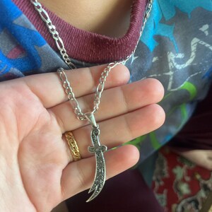 Silver Zulfiqar Necklace , Minimal Sword Necklace, Hz. Ali Sword