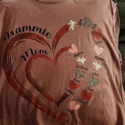 Personalized Grandma Heart Shirt, Grandma Valentine Shirt, Custom Mimi Nana Gigi Grandma Shirt ...