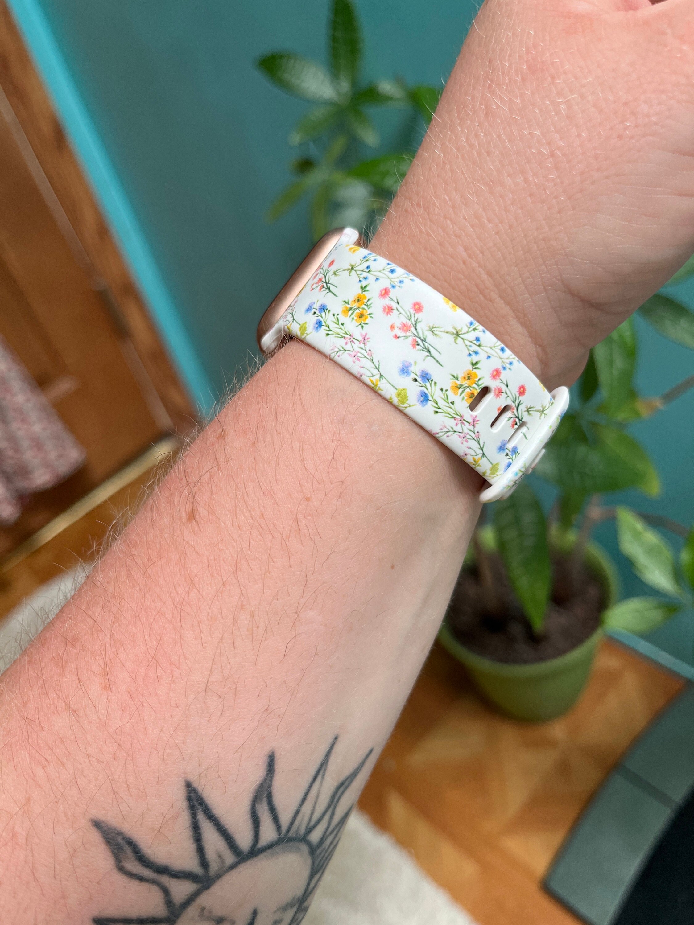 Small Spring Flowers Silicone Watch Band compatible with Apple Watch Fitbit Samsung Garmin