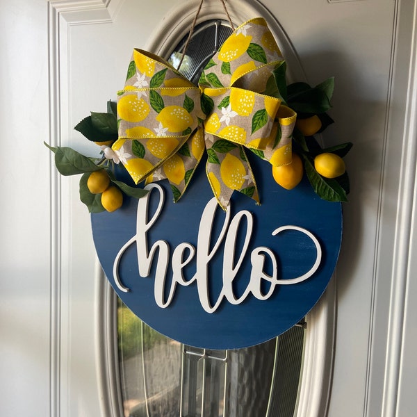 Hello Lemon Door Hanger for Spring Summer - Etsy