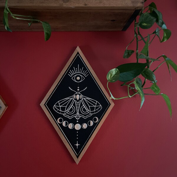 CARVED Wall Hanging Moon Phase Moth - Etsy
