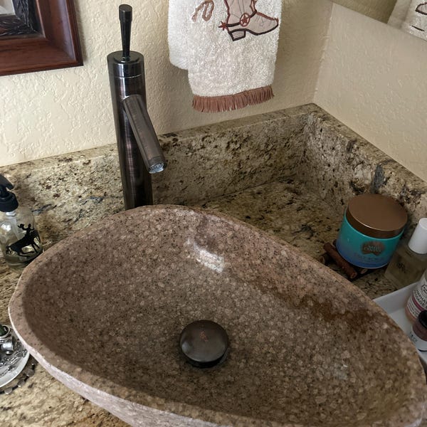 Natural River Stone Sink, Small Model: 13-15 Inches, Stone Sink ...