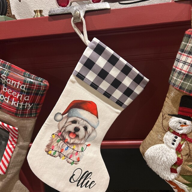 Calza Natalizia Personalizzata A Forma Di Zampa Di Cane In Sherpa Con Nome – Decorazione Camino - 4