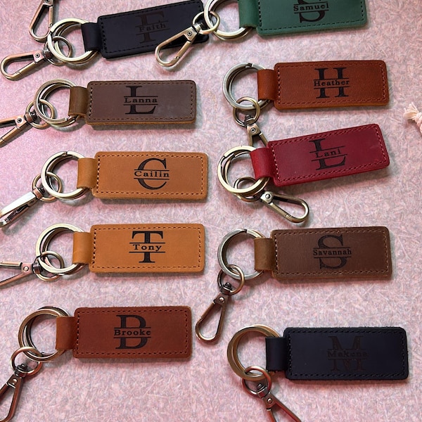 Personalized Leather Keychain, Customized Keychain, Custom Leather Key ...