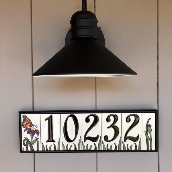 House Numbers Butterfly Tiles Ceramic Framed Set - Address Tiles ...