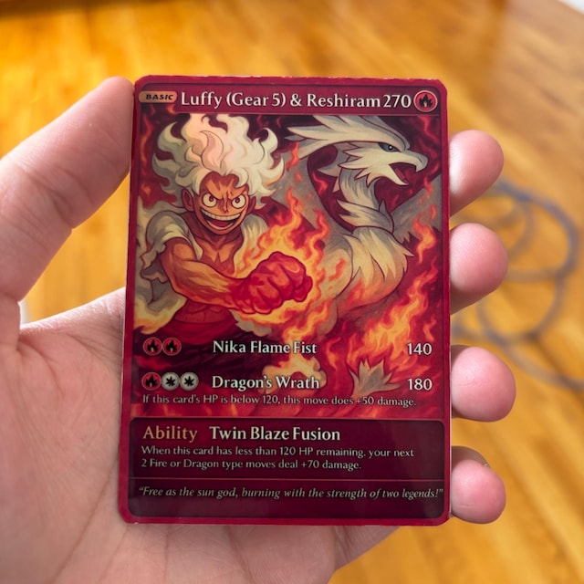 Luffy (gear 5) & Reshiram One Piece X Pokemon Custom Card Holographic - Etsy
