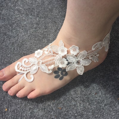 OFF-WHITE Barefoot Sandals Beach Wedding Boho Bride TIFFANY - Etsy