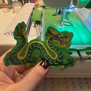 Toppe Ricamate Drago Cinese Con Paillettes Da Cucire Applique Artigianale - Foto 2