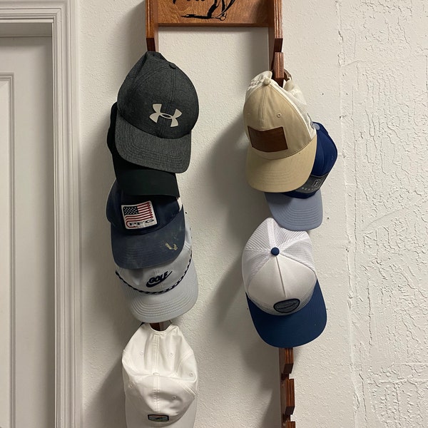 Custom Stocking Cap Rack Custom Cap Rack for 20 Caps, Hat Rack, Carved Cap Rack, Personalize Cap ...