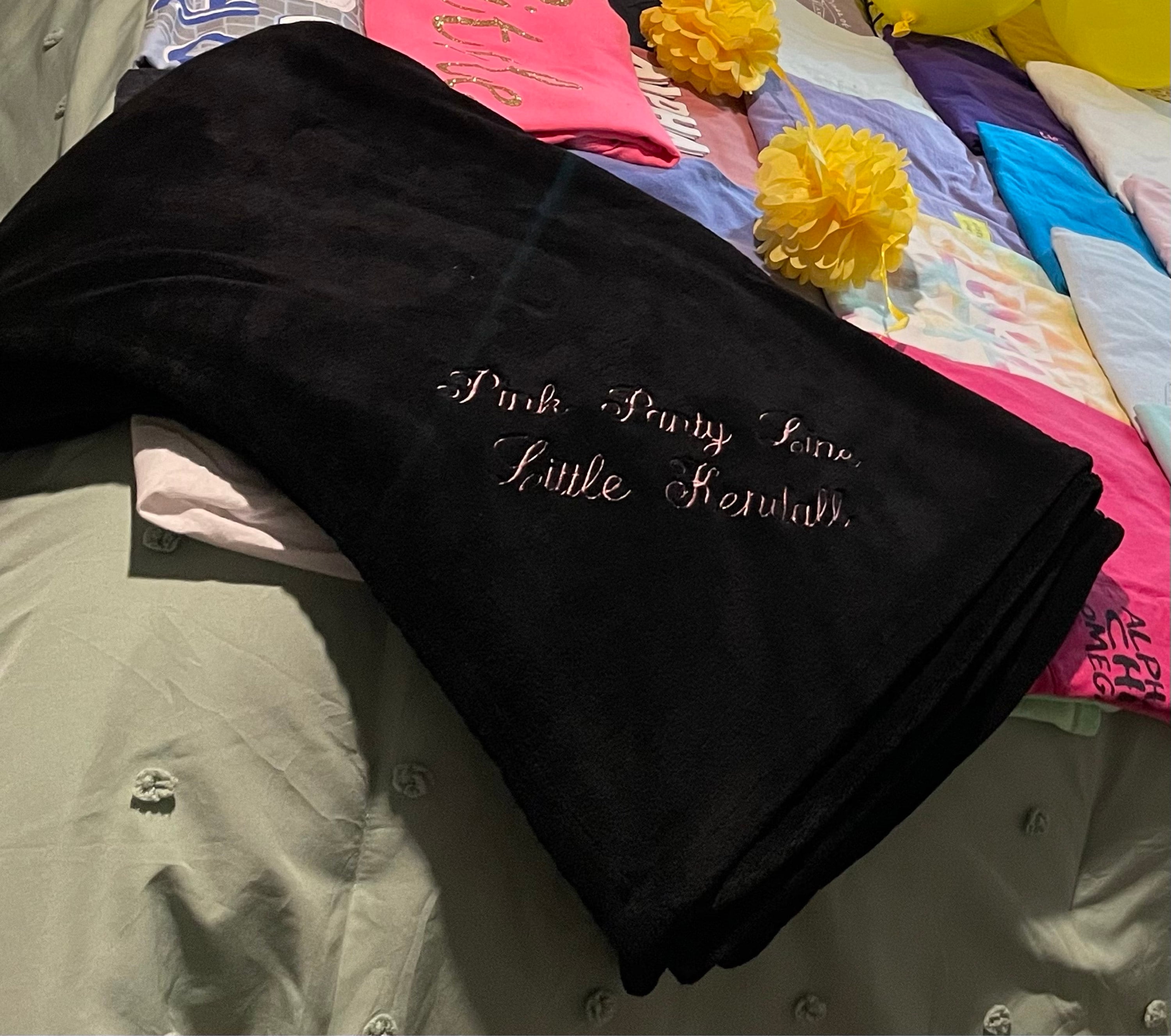 Monogrammed Plush Fleece Blanket Throw - Several Colors - Personalized Customized Gift Embroidered