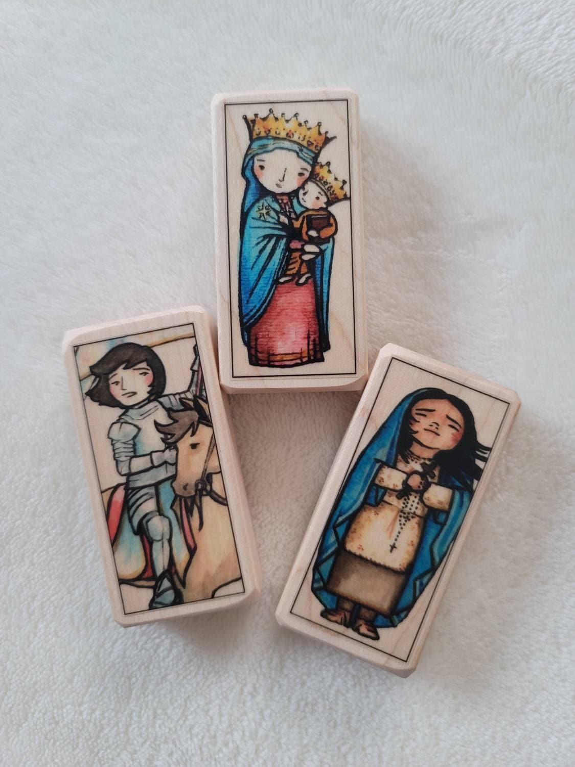 3 Patron Saint blocks of your choice with gift bag // 300+ saints to choose from // Catholic toys by AlmondRod Toys
