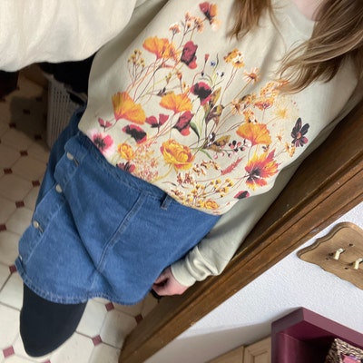 Vintage Floral Prints Casual Cotton Sweatshirt main image 1