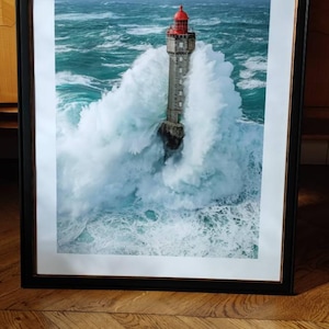 POSTER 70 X 50 Cm - STORM Over BRITTANY - Jument Lighthouse