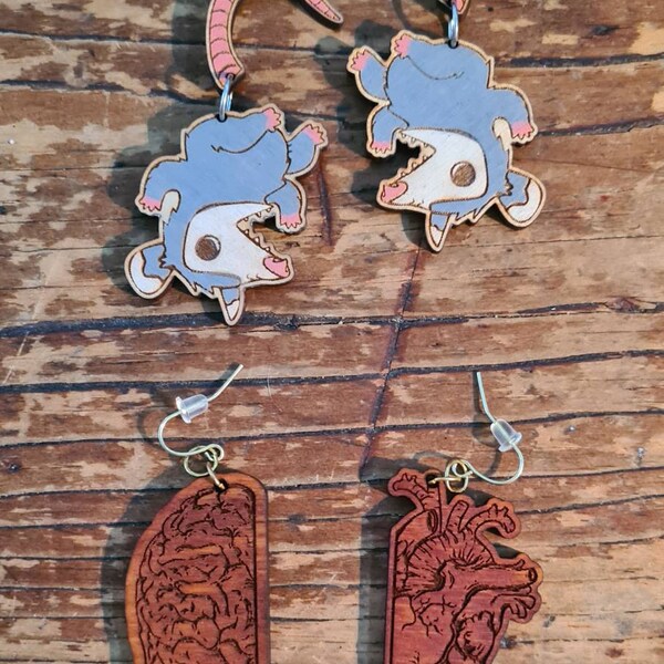 Cute Opossum Earrings - Dangle Acrylic Possum Earrings, Hypoallergenic, Lightweight, Novelty Animal Jewelry Gift For Women