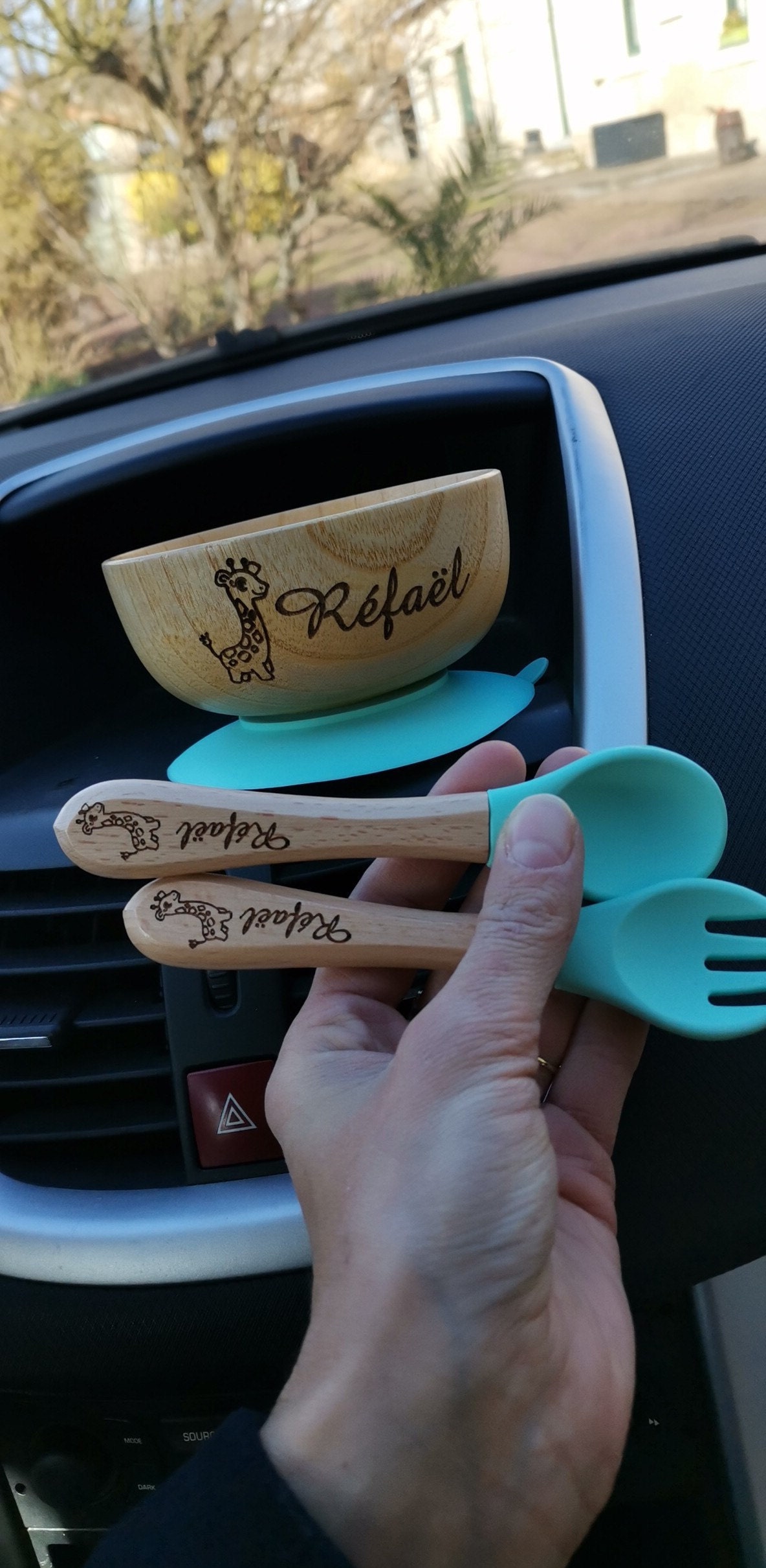 Personalized baby bowl and cutlery