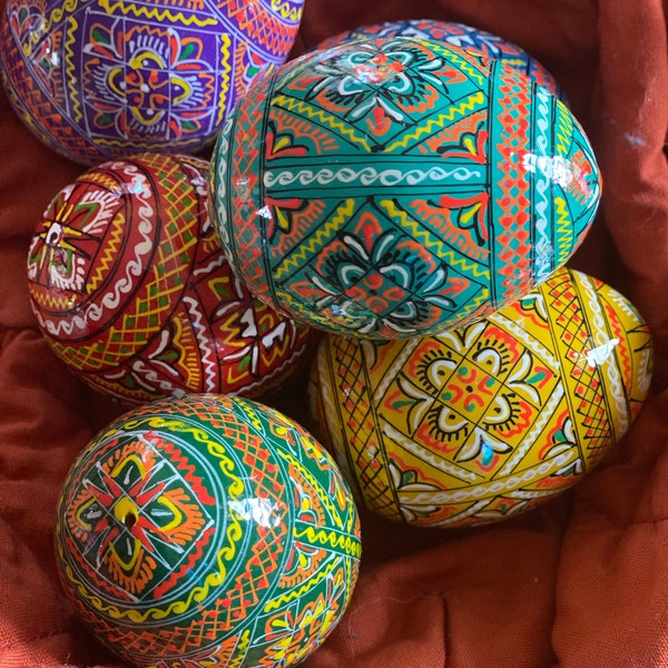 Ukrainian Pysanky Eggs Set of 6 | Hand Painted Wooden Easter Eggs ...