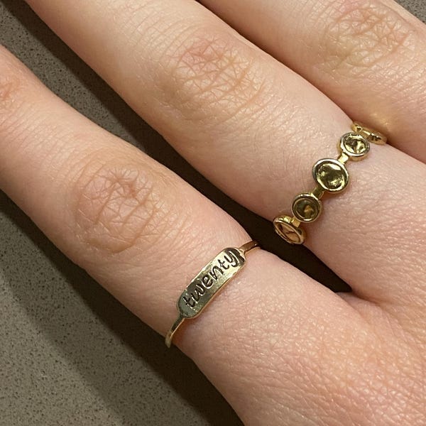 14K Solid Gold Daisy Flower Ring Double Flower Ring With Dainty Cz ...