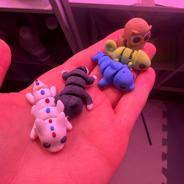 3D Printed Flexible Fidget Toy, Cute 3D Print Miniatures, Assorted Baby ...