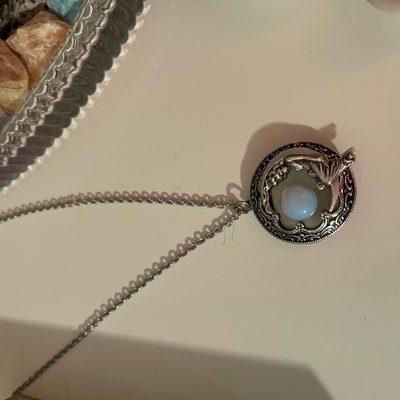 Moon Goddess Locket With a 12mm Opalite Stone. Victorian Moon Locket ...