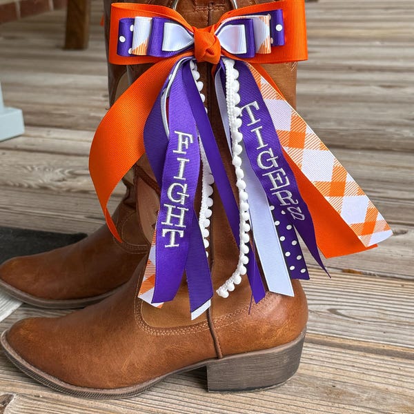 Boot Rivbons For Megan Gameday Boot Bows, Embroidered Ribbons, Custom Boot Ribbons, Spirit ...