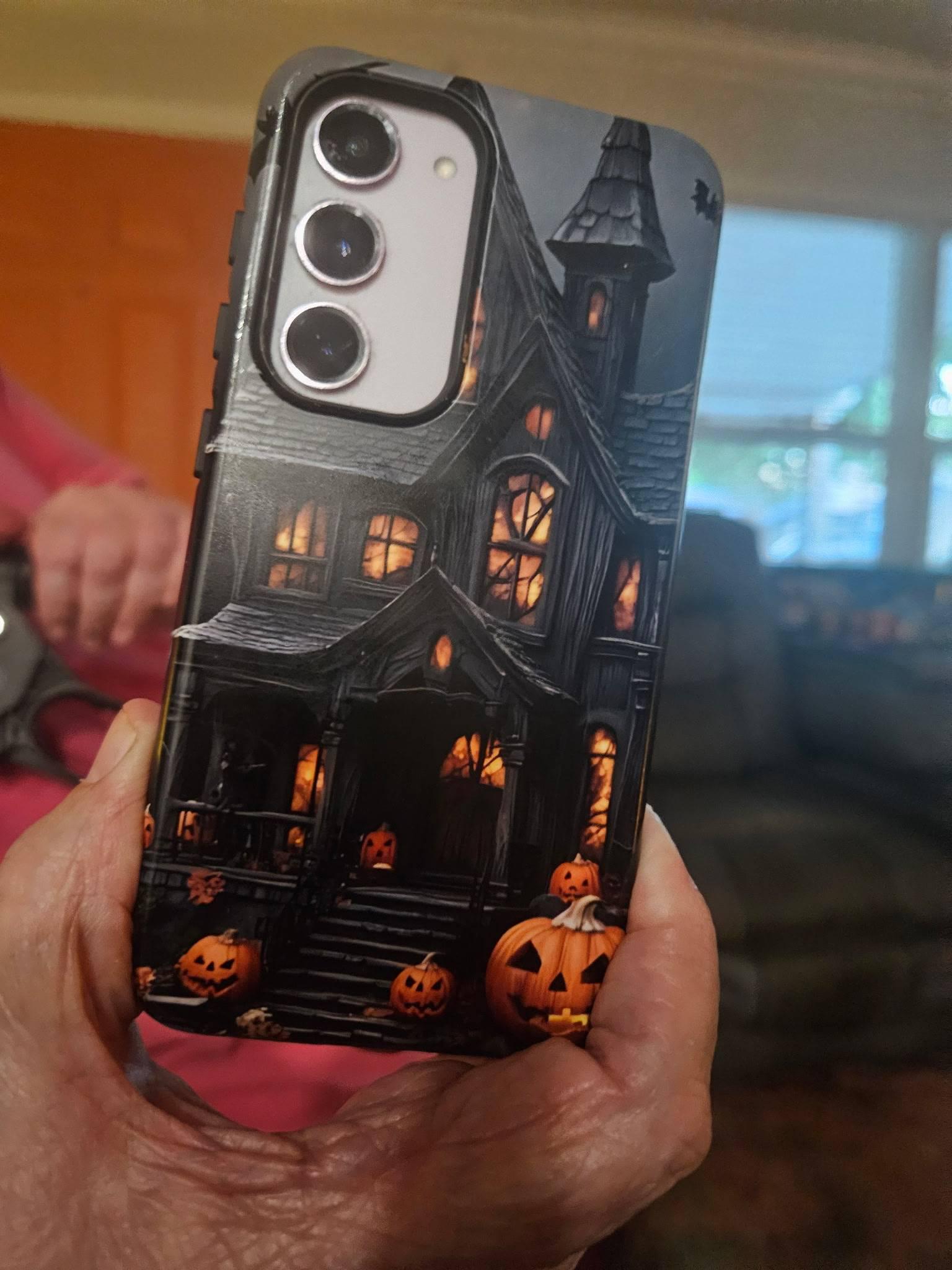 Haunted Mansion Halloween Phone Case, Spooky Gothic Phone Cover, Scary Ghost Phone Protector, Creepy iPhone 16 15,Galaxy S25 Ultra, Pixel 9