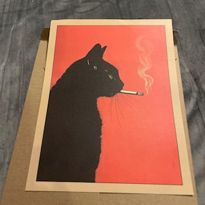 cat smoking cigarette drawing Retro Pop Art Smoking Cat"