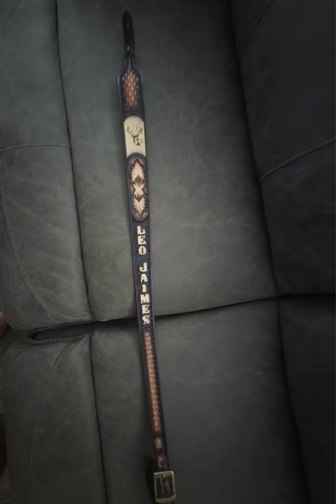 Leather Sling / Strap  - Hand Tooled - Personalized - Handmade-Personalized Leather Strap - Personalized Fathers Day Gift - Groomsman Gift