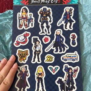 Devil May Cry 5 Pixel Art Sticker Sheet: Nero, Dante, Vergil