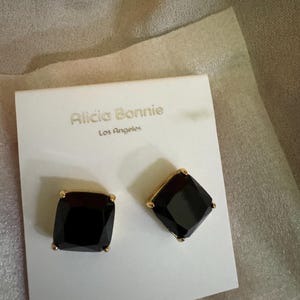 Black Square Stud Earrings • Sugar Cube Earrings • Handmade