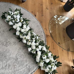 White Rose Flower Garland Reception,wedding Floral Arrangement Floral ...