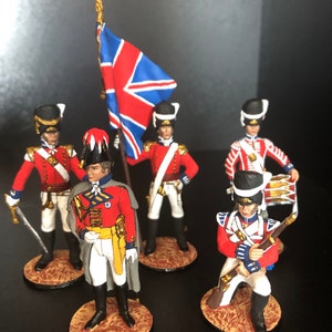 5 Soldats De Plomb Armée Britannique - Figurines 54mm Vintage
