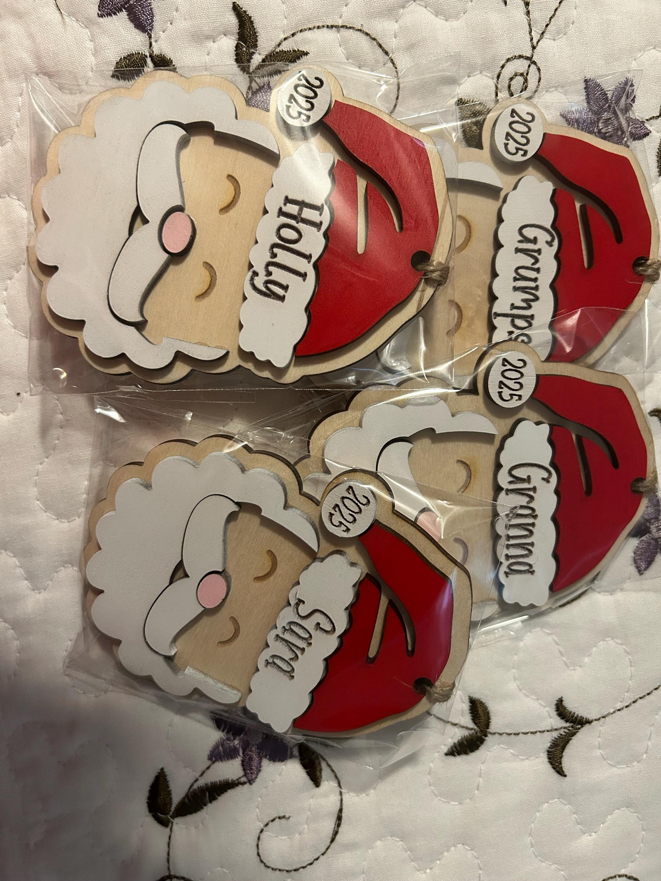 Personalized Santa Christmas Ornament: Laser Cut Wood Holiday Bauble