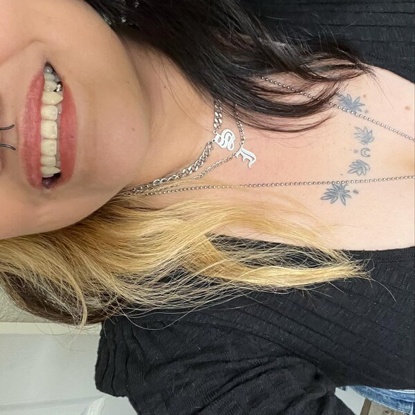 SILVER Gothic Initial Necklace • Anniversary Gift • Unisex Name ...