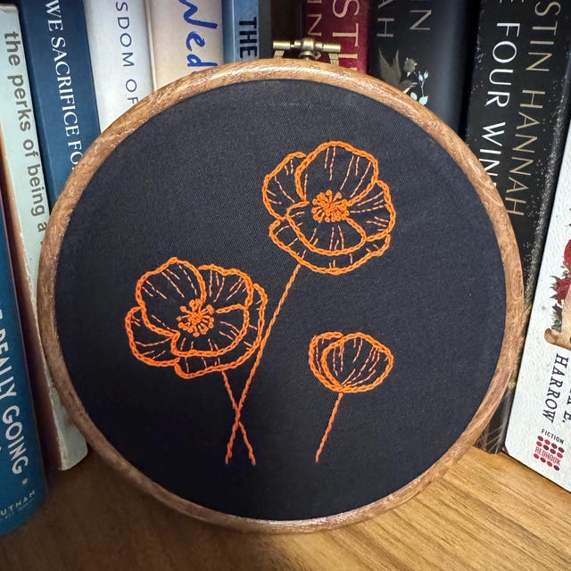 Poppy Flower Hand Embroidery Pattern | Beginner-friendly | Step-by