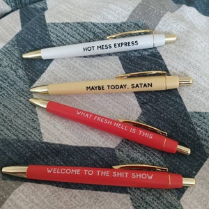 5Pcs MAMA Customer Service Pens Push Type Shit-show Pens Plastic