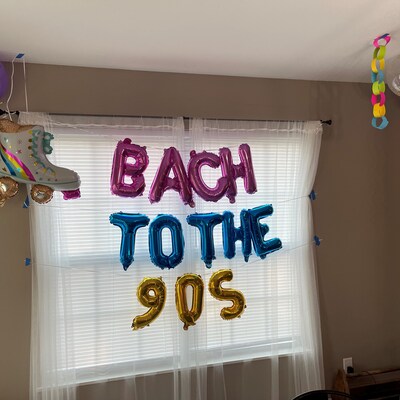 Back To The 90s Bachelorette Party Decorations - Balloon Banner, Roller Skate, Boombox & Diamond Ring Balloons, 90s Themed