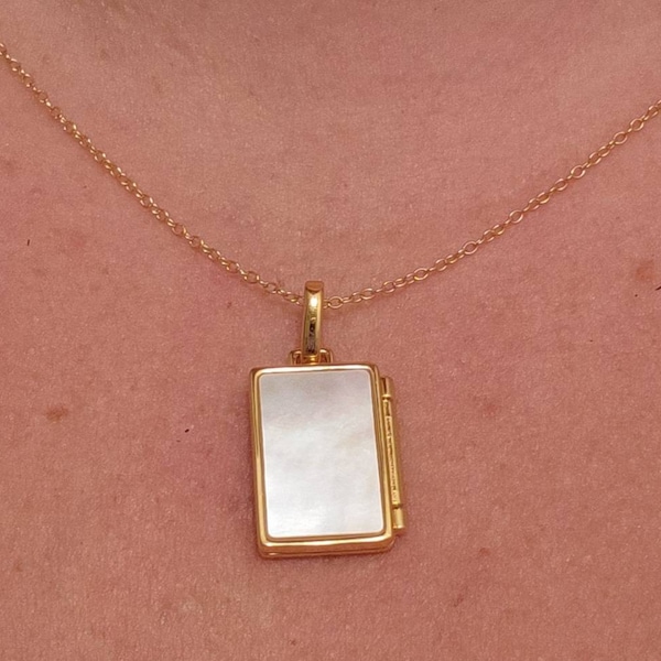 Pearl Locket Necklace by Caitlyn Minimalist • Silver Locket Pendant for ...