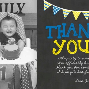 First Birthday Thank You Card Editable Boy 1st Birthday Thank - Etsy