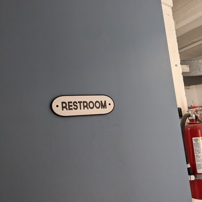 Retro Style Black & White Restroom Door Sign 8 X 2 1/2 - Etsy