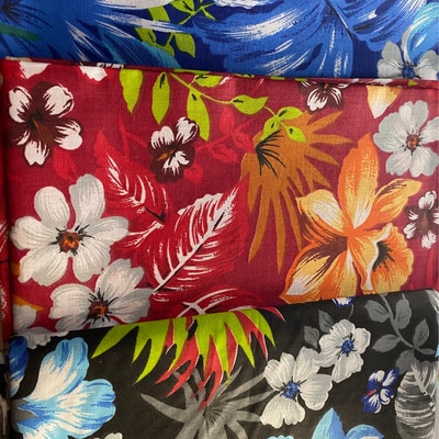 Hawaiian Colorful Floral Print Poly Cotton Fabric, 60 Wide, Sells by ...