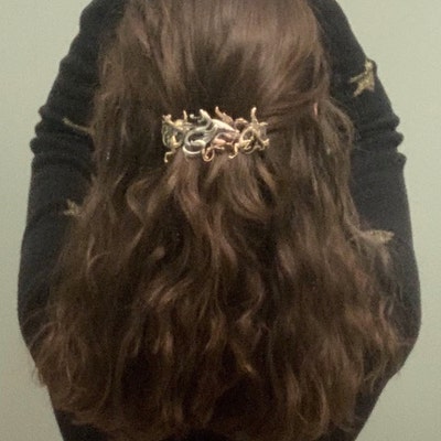 Barrette à Cheveux ÉLÉPHANT En Métal Argenté Signée DAM - 8x2,5 Cm, Occasion Excellent état