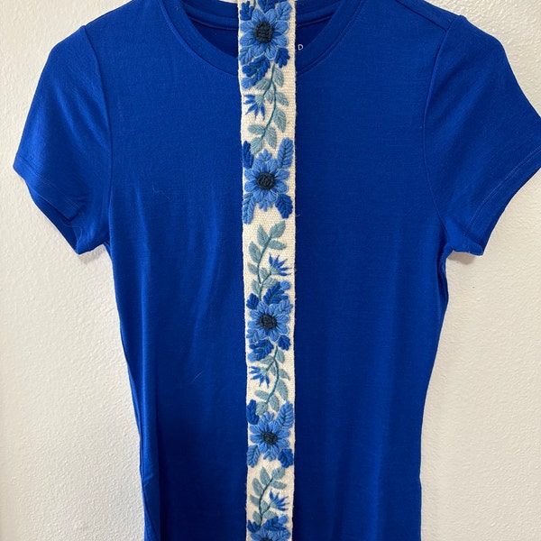 Leaf Embossed Belt Blue main image 1