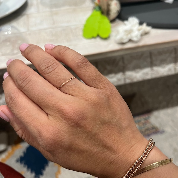 14k Dainty Chain Ring / Super Dainty Link Chain Ring / Barely There ...