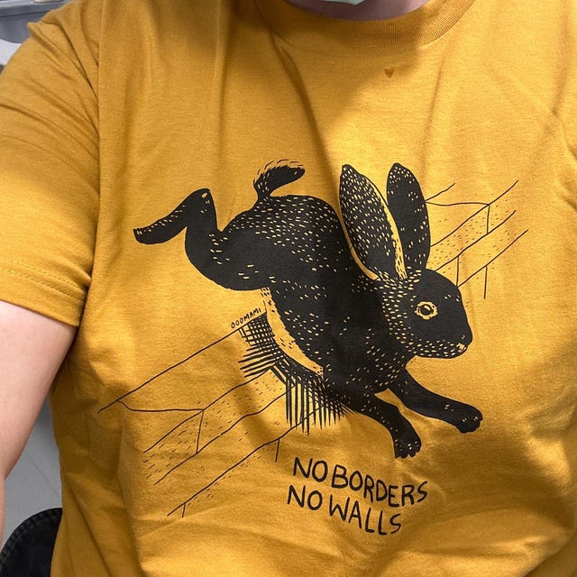 No Borders No Walls Bunny Adult Leftist Shirt, Socialist T-shirt