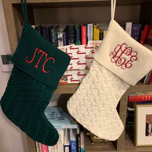 Knit Stocking Cable Knit Monogram Stocking Monogram Christmas