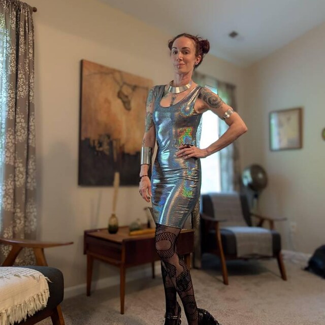 silver holographic sequin bodycon dress Tank Urban outfitters Waist:36 LOVEROVE PRIX Workshop - Yuna ready dress features high