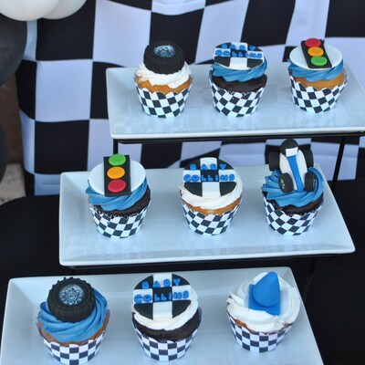 Custom Checkered Flag Cupcake Wrappers 12 - Etsy
