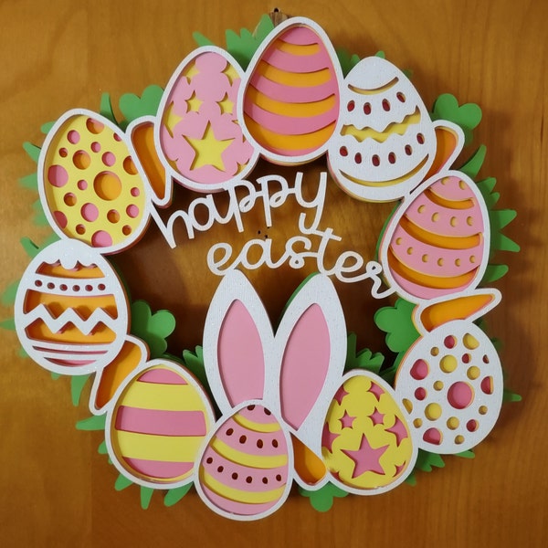 3D Happy Easter Wreath- Mandala Layered Digital Cut File - Etsy