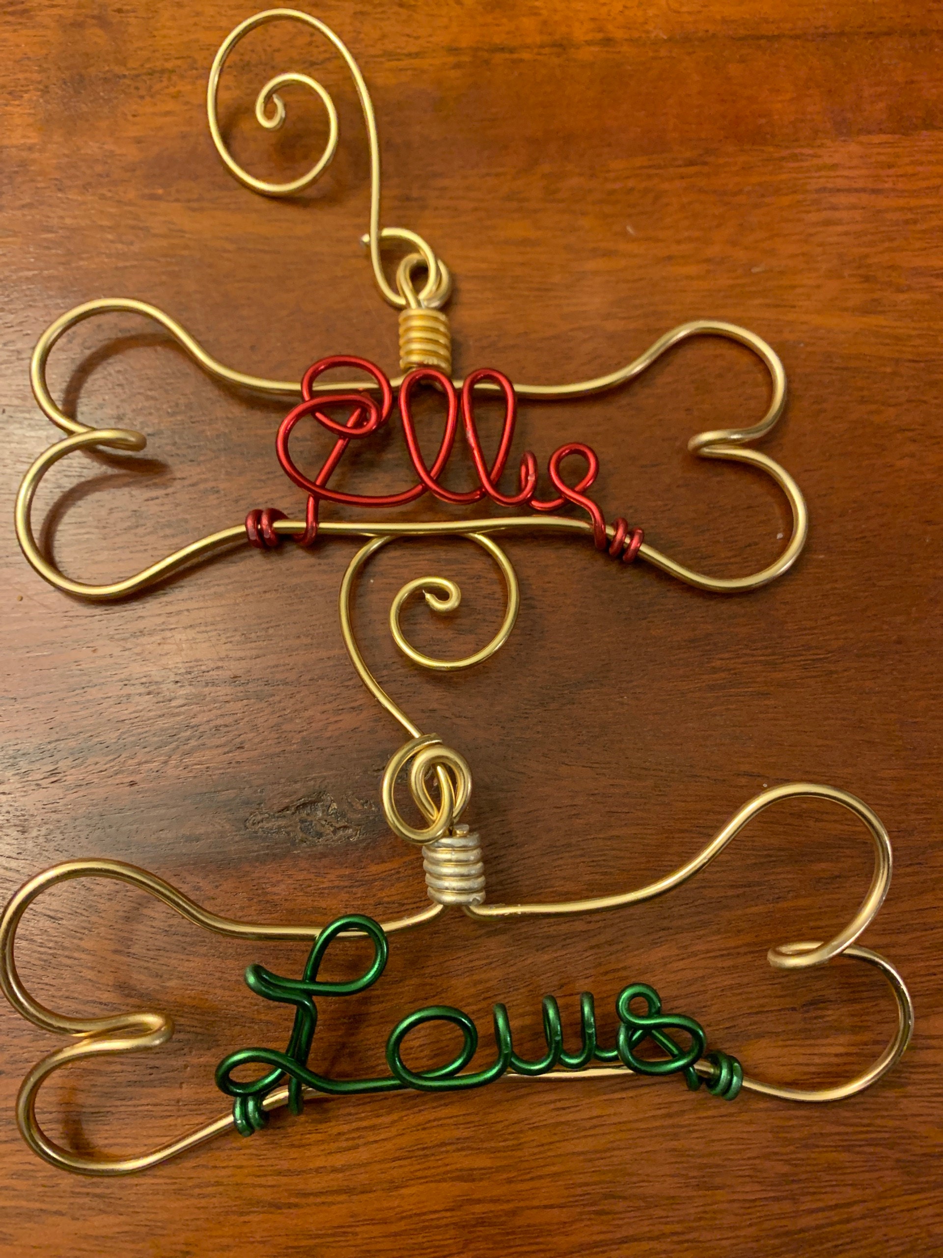 Personalized Pet Ornament - Handcrafted Wire Dog Bone with Pet&#39;s Name - Dog Christmas Gift, Unique Dog Ornament, Hand Shaped Wire Decor