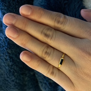Customer photo from Tara, Dainty Black Tourmaline Baguette Ring